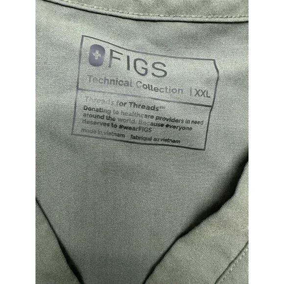 Figs Scrub Top Army Green XXL V-Neck Short Sleeve Basic Medical Hospital - Picture 2 of 5